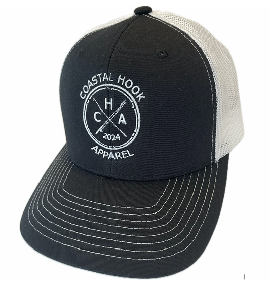 Coastal Hook Apparel Hat - Black/White