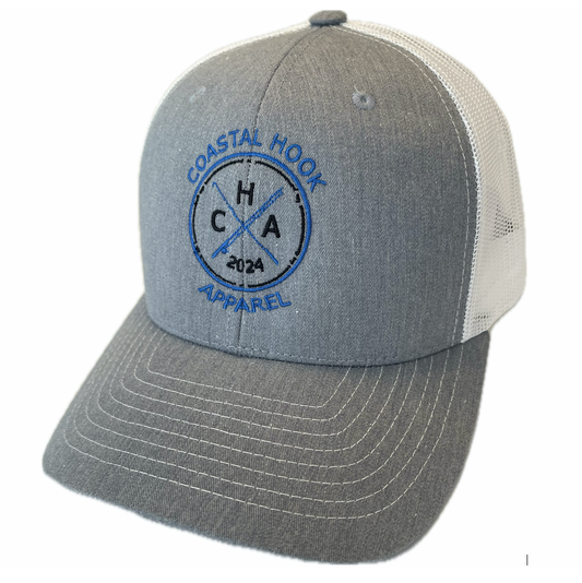 Coastal Hook Apparel Hat - Heather Gray/White