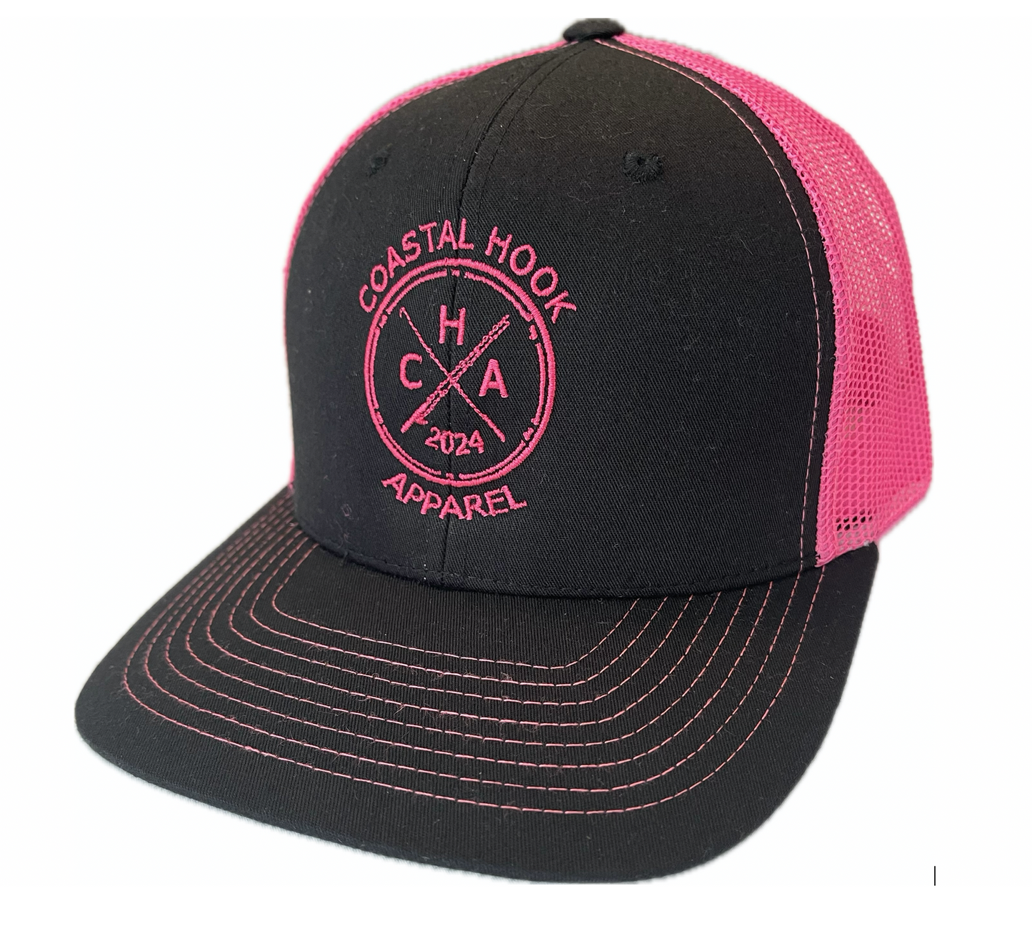 Coastal Hook Apparel Hat - Charcoal/Neon Pink